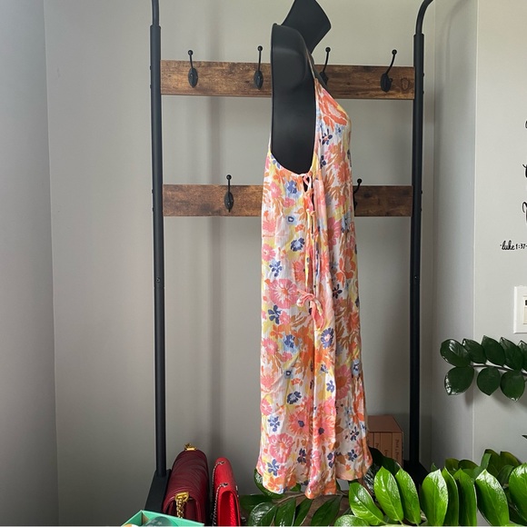 Roxy Print Beachy Vibes Dress Swimwear Cover Up, Bright White Floral M NEW - Picture 6 of 8